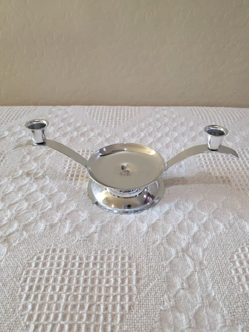 Vintage Silver Wedding Unity Candle Holder Home Decor Pillar Taper Candle Holder